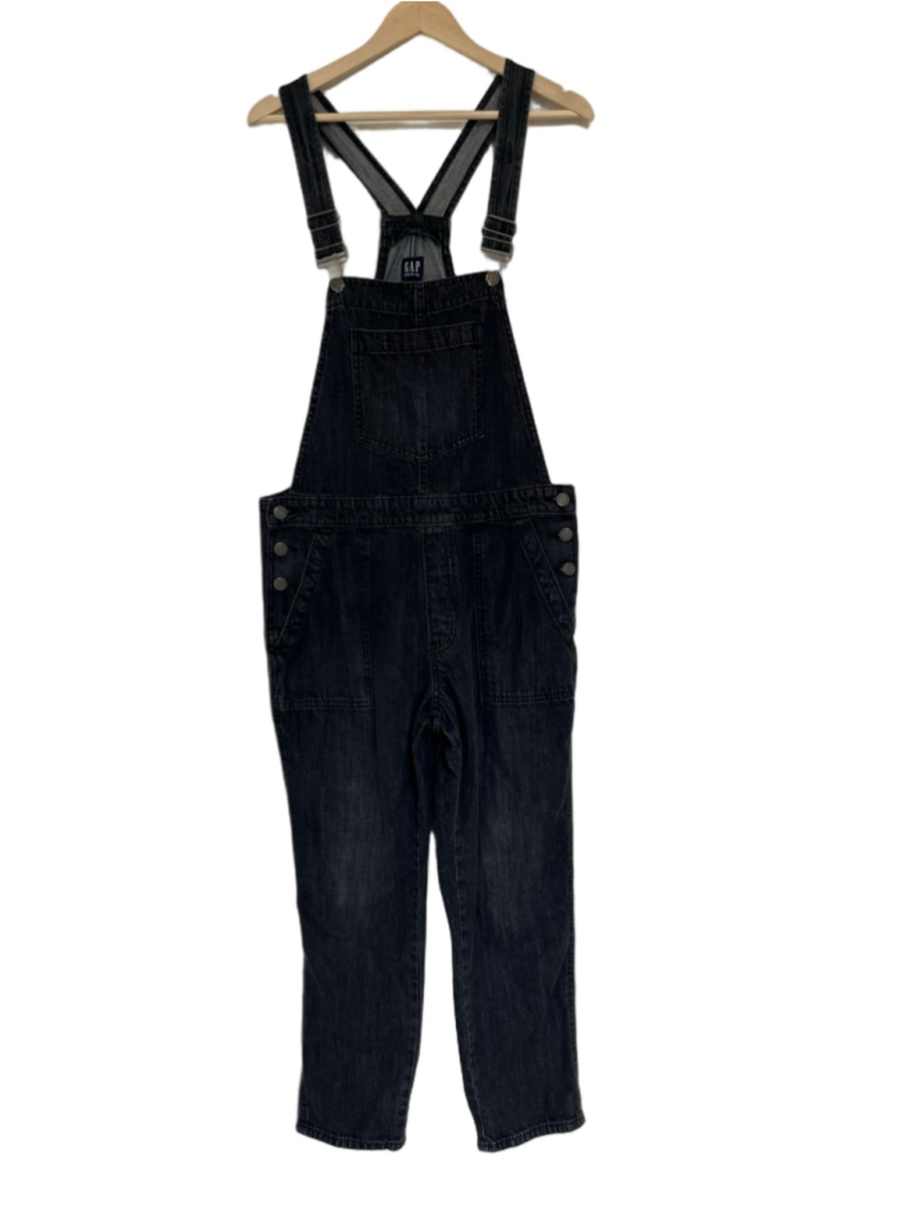 Faded Black Denim Overalls Straight Leg Overall Ankle Length Jean Romper